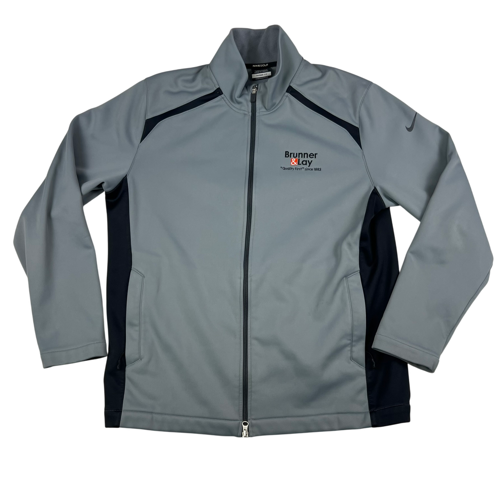 Nike Golf Jacket Mens Large Therma-Fit Full Zip Brunner & Lay Logo Gray